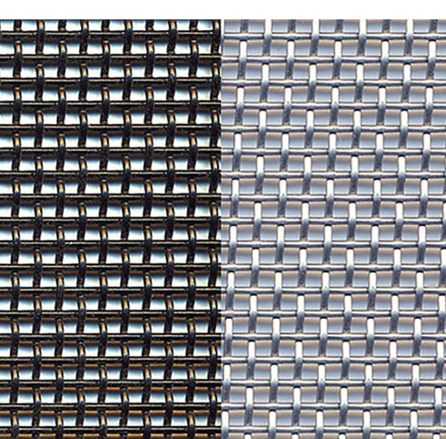 SOLID-FLOW（ソリッドフロー）網の色の比較写真。左「シルバークリア」右「ブラック」